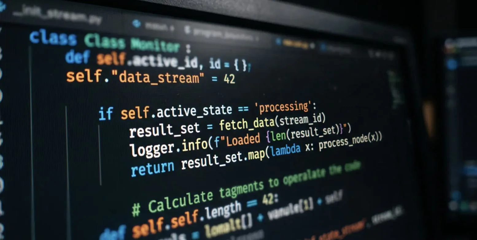Yazılım geliştirme ekranında kod satırları - Bilişimin Yıldızları Programı